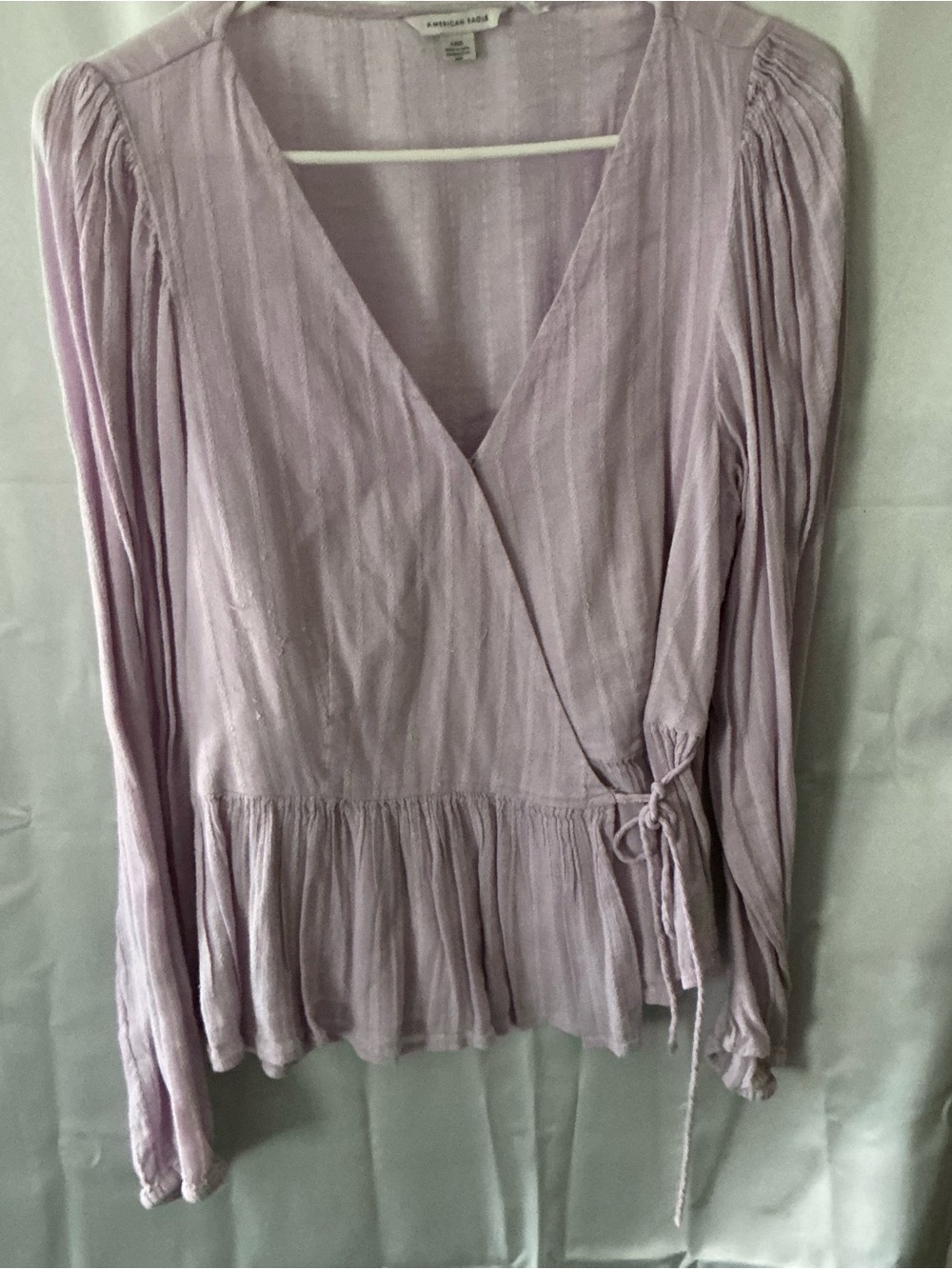 American Eagle Outfitters Soft Lilac Wrap Peplum Top